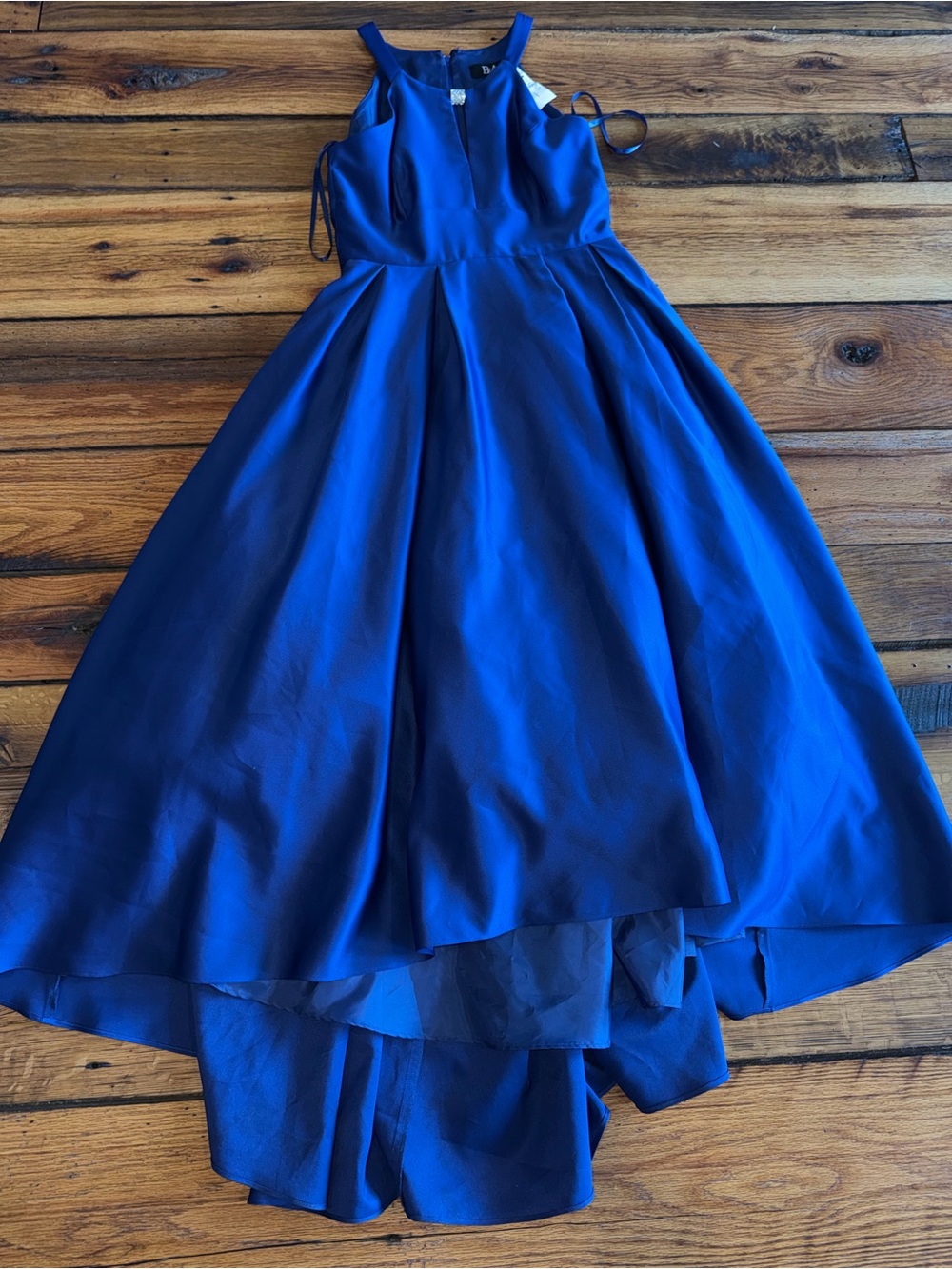 NWT BA High-Low Formal Dress in Royal Blue w/ Rhinestone Accent • Keyhole • 8